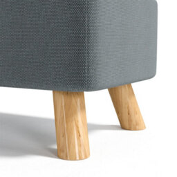 Living And Home Tofu Shaped Grey Linen Upholstered Footstool Footrest With Solid Wooden Legs W 570 X D 280 X H 257 mm - thumbnail 5