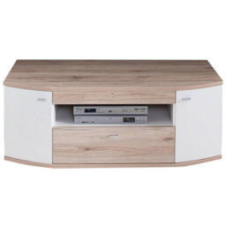 Arte Rondo Contemporary Tv Cabinet 2 Doors 1 Drawer 1 Shelf Oak San Remo Effect And White (W)1300mm (H)490mm (D)570mm - thumbnail 3