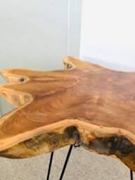 My Square Mile Live Edge Coffee Table, Solid Teak Wood Slice Top With Metal Legs, 42 X 45 Cm, 8 Cm Thick - thumbnail 2