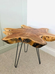 My Square Mile Live Edge Coffee Table, Solid Teak Wood Slice Top With Metal Legs, 42 X 45 Cm, 8 Cm Thick - thumbnail 3