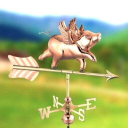 Espira 8840P Flying Pig Cottage Copper Weathervane - thumbnail 2