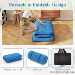 Costway Foldable Tatami Mat Floor Futon Mattress Roll Up Sleeping Pad W/ Washable Cover, Small Double/double/king Size - thumbnail 9