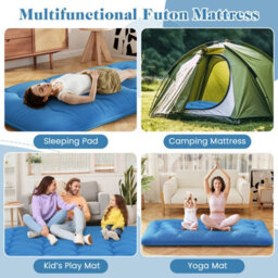 Costway Foldable Tatami Mat Floor Futon Mattress Roll Up Sleeping Pad W/ Washable Cover, Small Double/double/king Size - thumbnail 8