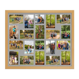 AK Frames 80X70Cm Country Pine Modern Multi Photo Frame With Silver Mount - Holds 20 Apertures (18X) 6X4, (2X) 4X4 Photos