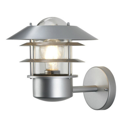 Stylish Outdoor Ip44 Wall Light Sconce With Led E27 Bulb 60W - Silver 304 Stainless Steel