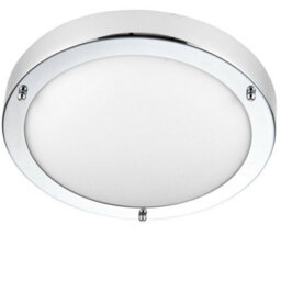 Flush Bathroom Ceiling Light Chrome Glass Ip44 Round Led Cool White Lamp Fitting - thumbnail 3