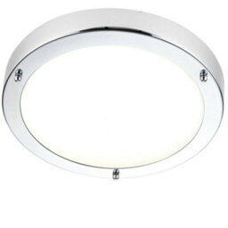 Flush Bathroom Ceiling Light Chrome Glass Ip44 Round Led Cool White Lamp Fitting