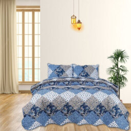TheWhiteWater Limited Bedspread - Luxury Quilted - Reversible - Bed Throw Warm Quilt - Bedspread Patchwork Oceano Design Set 150 Gsm - 3 Tog - thumbnail 4