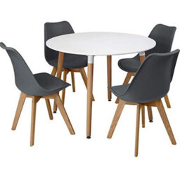 Kosy Koala Dining Table And 4 Chairs Grey Round Table With 4 White Plastic Chairs Dining Room Furniture