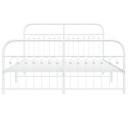 Berkfield Metal Bed Frame Without Mattress With Footboard White 150X200Cm - thumbnail 4