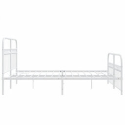Berkfield Metal Bed Frame Without Mattress With Footboard White 150X200Cm - thumbnail 5