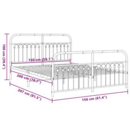 Berkfield Metal Bed Frame Without Mattress With Footboard White 150X200Cm - thumbnail 8