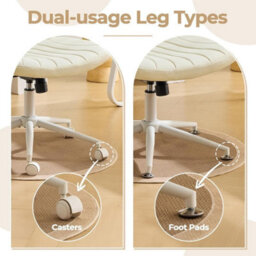 White Pu Leather Mid Back Office Chair,swivel Lift Desk Chair With Wheels Modern - thumbnail 5