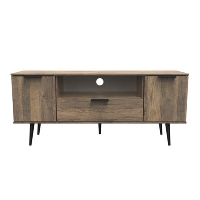 Fuji 2 Door 1 Drawer Wide Tv Unit In Vintage Oak (Ready Assembled) - image 1
