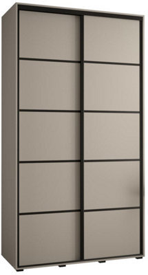 Arte Elegant Dakota Iv Sliding Door Wardrobe W1400mm H2350mm D600mm In Cashmere & Black Finish - image 1
