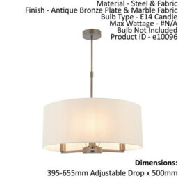 Ceiling Pendant Light Antique Bronze & Marble Fabric 3 X 40W E14 E10096 - thumbnail 2