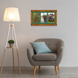 AK Frames 40X20Cm Rustic Oak Modern Multi Photo Frame With Emerald Mount - Holds 3 Apertures (3X) 6X4 Photos - thumbnail 3