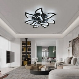 84W Dimmable Led Ceiling Light Flower Modern Chandelier Living Room Remote 82Cm - thumbnail 4