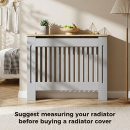 Homcom Radiator Cover Painted Slatted Mdf Cabinet Lined Grill 112X19X81Cm - thumbnail 7