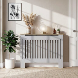 Homcom Radiator Cover Painted Slatted Mdf Cabinet Lined Grill 112X19X81Cm - thumbnail 8