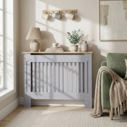 Homcom Radiator Cover Painted Slatted Mdf Cabinet Lined Grill 112X19X81Cm - thumbnail 9