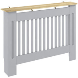 Homcom Radiator Cover Painted Slatted Mdf Cabinet Lined Grill 112X19X81Cm - thumbnail 2