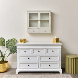 Melody Maison Pale Grey-Taupe Reeded Glass Wall Cabinet With Drawers - thumbnail 7