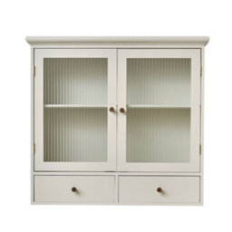 Melody Maison Pale Grey-Taupe Reeded Glass Wall Cabinet With Drawers - thumbnail 8