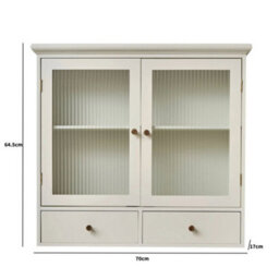 Melody Maison Pale Grey-Taupe Reeded Glass Wall Cabinet With Drawers - thumbnail 9