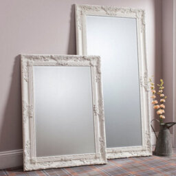 Xample Gallery Hampshire Cream Leaner Mirror 84 X 170Cm - Ornate Baroque Wooden Frame, Matt Cream Finish, Portrait Or Landscape
