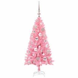 Vidaxl Christmas Tree With 150 Leds With Stand Pink 120 Cm Pvc - thumbnail 4