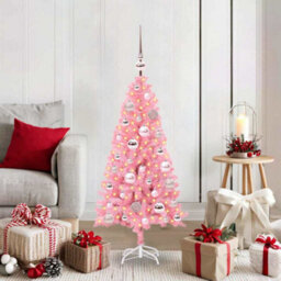 Vidaxl Christmas Tree With 150 Leds With Stand Pink 120 Cm Pvc - thumbnail 1