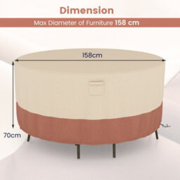 Costway 158 Cm Round Patio Furniture Cover Outdoor Dining Table Chair Set Cover - thumbnail 2