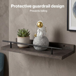 Levede Floating Shelves Set Of 3 Wooden Wall Mounted Shelves Storage Black - thumbnail 8