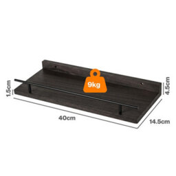 Levede Floating Shelves Set Of 3 Wooden Wall Mounted Shelves Storage Black - thumbnail 4
