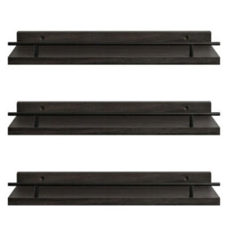Levede Floating Shelves Set Of 3 Wooden Wall Mounted Shelves Storage Black - thumbnail 3