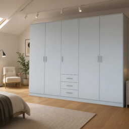 Venice Grey 5 Door Wardrobe With 3 Drawers - thumbnail 1