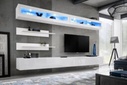 "Arte Fly I2 White Gloss Entertainment Unit 320Cm - Striking Media Wall For Tvs Up To 75"""