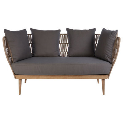 Orsina 2 Seat Rope Sofa,  Sustainable Rope Garden Sofa, Easy To Clean Grey Outdoor Sofa, Back & Armrest Rope Sofa - image 1