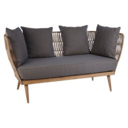 Orsina 2 Seat Rope Sofa,  Sustainable Rope Garden Sofa, Easy To Clean Grey Outdoor Sofa, Back & Armrest Rope Sofa - thumbnail 2