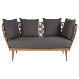 Orsina 2 Seat Rope Sofa,  Sustainable Rope Garden Sofa, Easy To Clean Grey Outdoor Sofa, Back & Armrest Rope Sofa - thumbnail 1