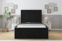 "Sloomy Vienna Black Plush Bed Frame With Mattress With 50"" Upholstered Headboard 6' Super King" - thumbnail 1
