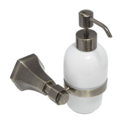 Homestylestore Art Deco Bathroom Wall Mounted Ceramic Soap Dispenser Aged Gold Holder - thumbnail 2