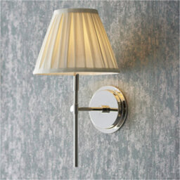 Loops Indoor Bright Nickel Plate Wall Light - Cream Fabric Shade - Dimmable 6W Led E14 - thumbnail 3