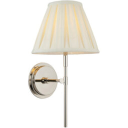 Loops Indoor Bright Nickel Plate Wall Light - Cream Fabric Shade - Dimmable 6W Led E14