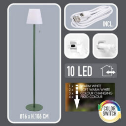 Urbn-Living Urbnliving Usb Colour Changing Accent Floor Lamp With 10 Led Lights, Ip44 Indoor & Outdoor Use Energy-Efficient Night Light- Green - thumbnail 2