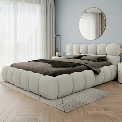 Modern Bed With Storage Wooden Frame Boston 180 X 200 Cm Beige - image 1