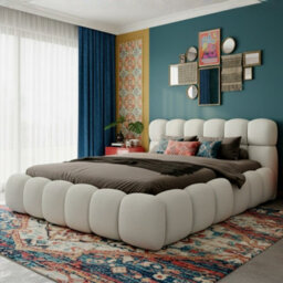 Modern Bed With Storage Wooden Frame Boston 180 X 200 Cm Beige - thumbnail 4