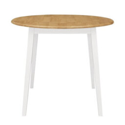 Small Dining Table, Solid Wood Drop Leaf Round Kitchen Table In White And Oak - thumbnail 1
