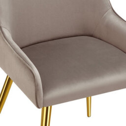 Tectake Set Of 6 Dining Chair Avane - Velvet Look, Padded Armchair, High Backrest And Armrests  - Taupe - thumbnail 9